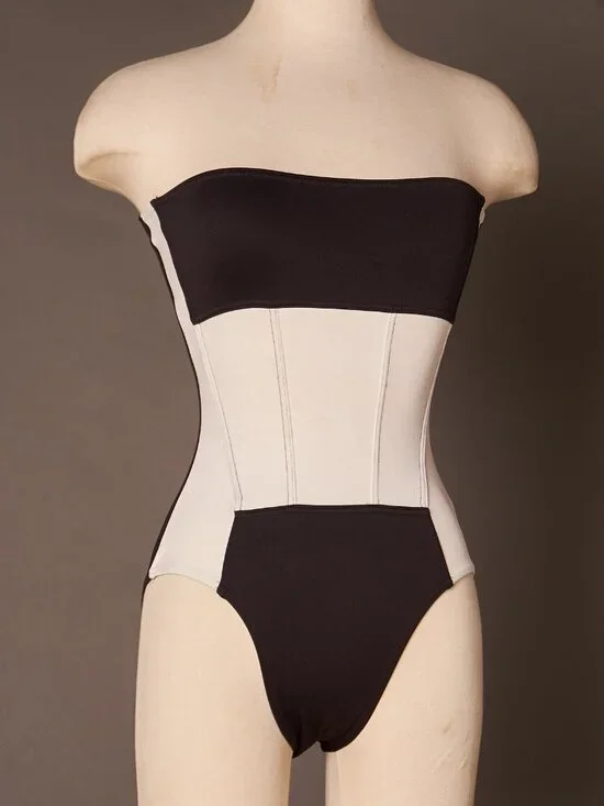 Late 80s Early 90s Black and White Liza Bruce Body Suit